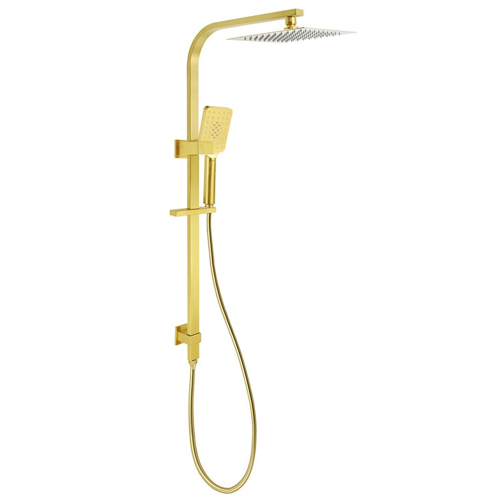 Brushed Gold 2in1 Set 8" Square Rain Shower Head 3 Modes Handheld Silde Rail Arm - Furniture > Bathroom > Shower Heads & Screens - Rivercity House & Home Co. (ABN 18 642 972 209) - Affordable Modern Furniture Australia