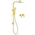 8" Square 2in1 Rain Shower Head with 3-Mode Handheld & Slide Rail Twin Taps - Brushed Gold