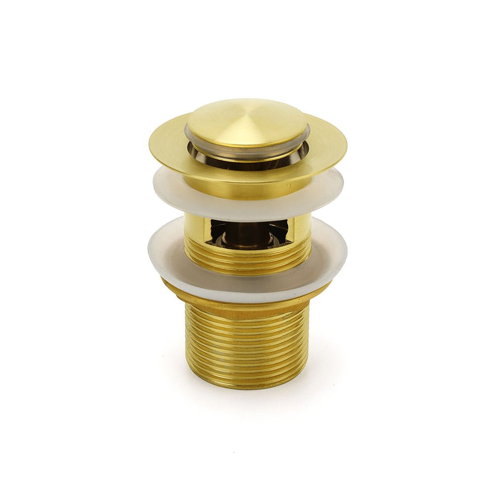 Brushed Gold 32mm Pop Up Push Waste Plug With Overflow Basin Sink Drain Outlet - Furniture > Bathroom > Shower Heads & Screens - Rivercity House & Home Co. (ABN 18 642 972 209) - Affordable Modern Furniture Australia