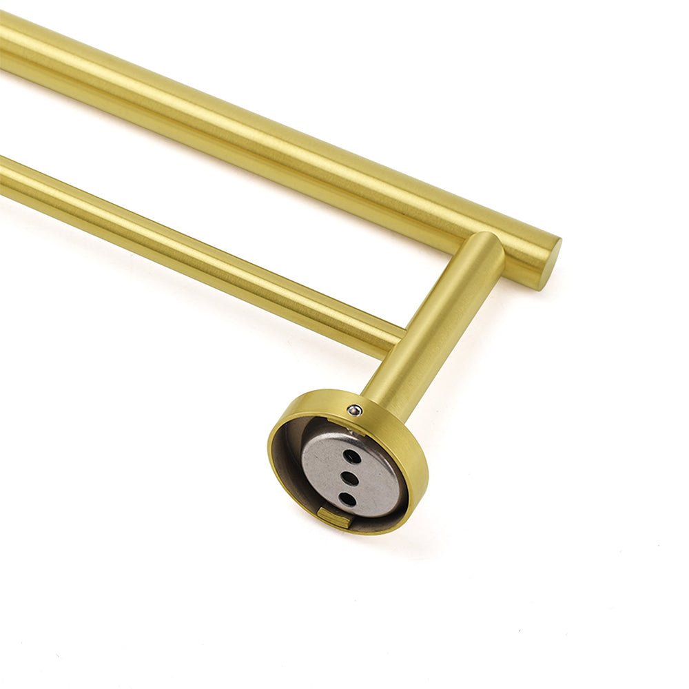 Brushed Gold 600mm Long Double Towel Rack Rail Holder Bar Round Stainless Steel - Home & Garden > Bathroom Accessories > Shower Accessories - Rivercity House & Home Co. (ABN 18 642 972 209) - Affordable Modern Furniture Australia