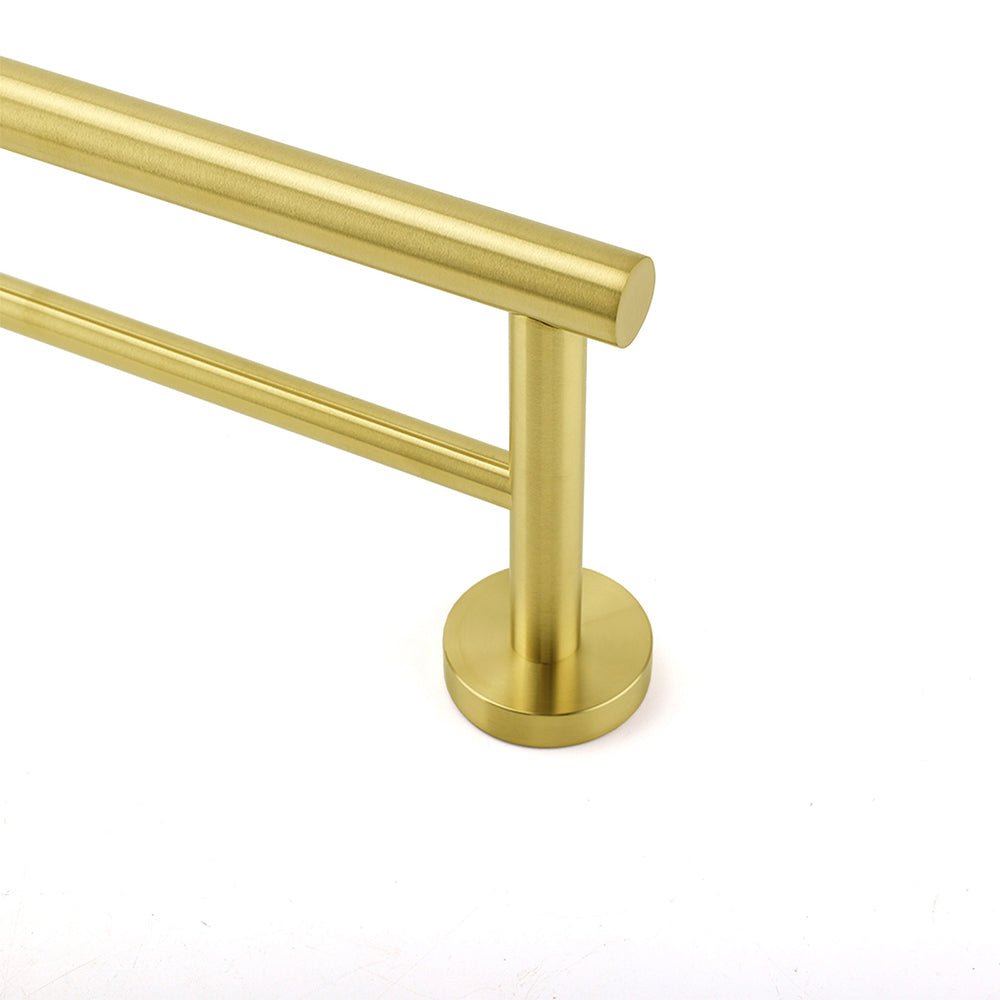 Brushed Gold 600mm Long Double Towel Rack Rail Holder Bar Round Stainless Steel - Home & Garden > Bathroom Accessories > Shower Accessories - Rivercity House & Home Co. (ABN 18 642 972 209) - Affordable Modern Furniture Australia