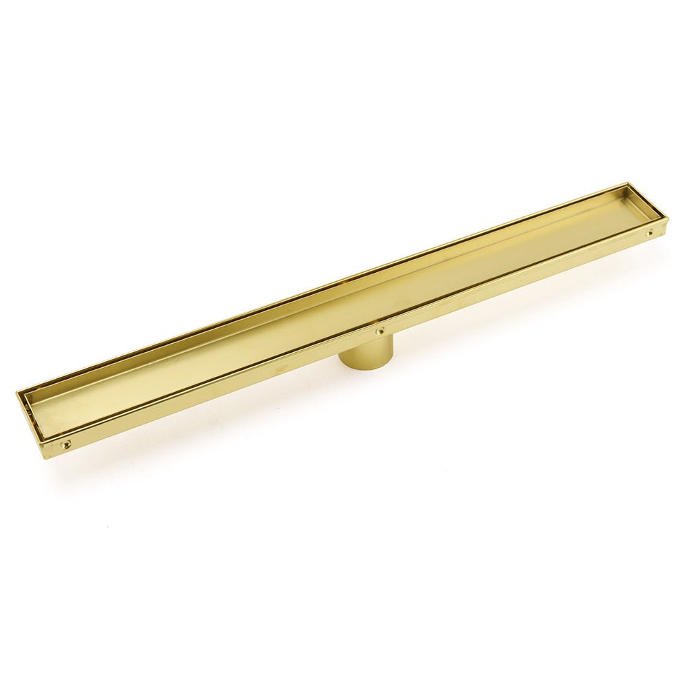 Brushed Gold 600mm Tile Insert Linear Shower Grate Floor Drain 50mm Outlet Waste - Furniture > Bathroom > Shower Heads & Screens - Rivercity House & Home Co. (ABN 18 642 972 209) - Affordable Modern Furniture Australia