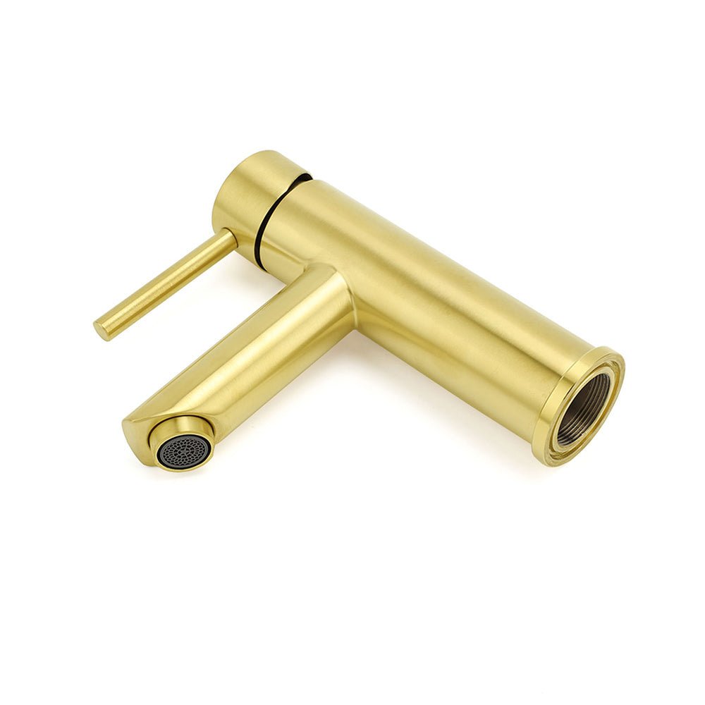 Brushed Gold 7.5L/min Kitchen Laundry Round Basin Mixer Vanity Sink Faucet Tap - Furniture > Bathroom > Shower Heads & Screens - Rivercity House & Home Co. (ABN 18 642 972 209) - Affordable Modern Furniture Australia