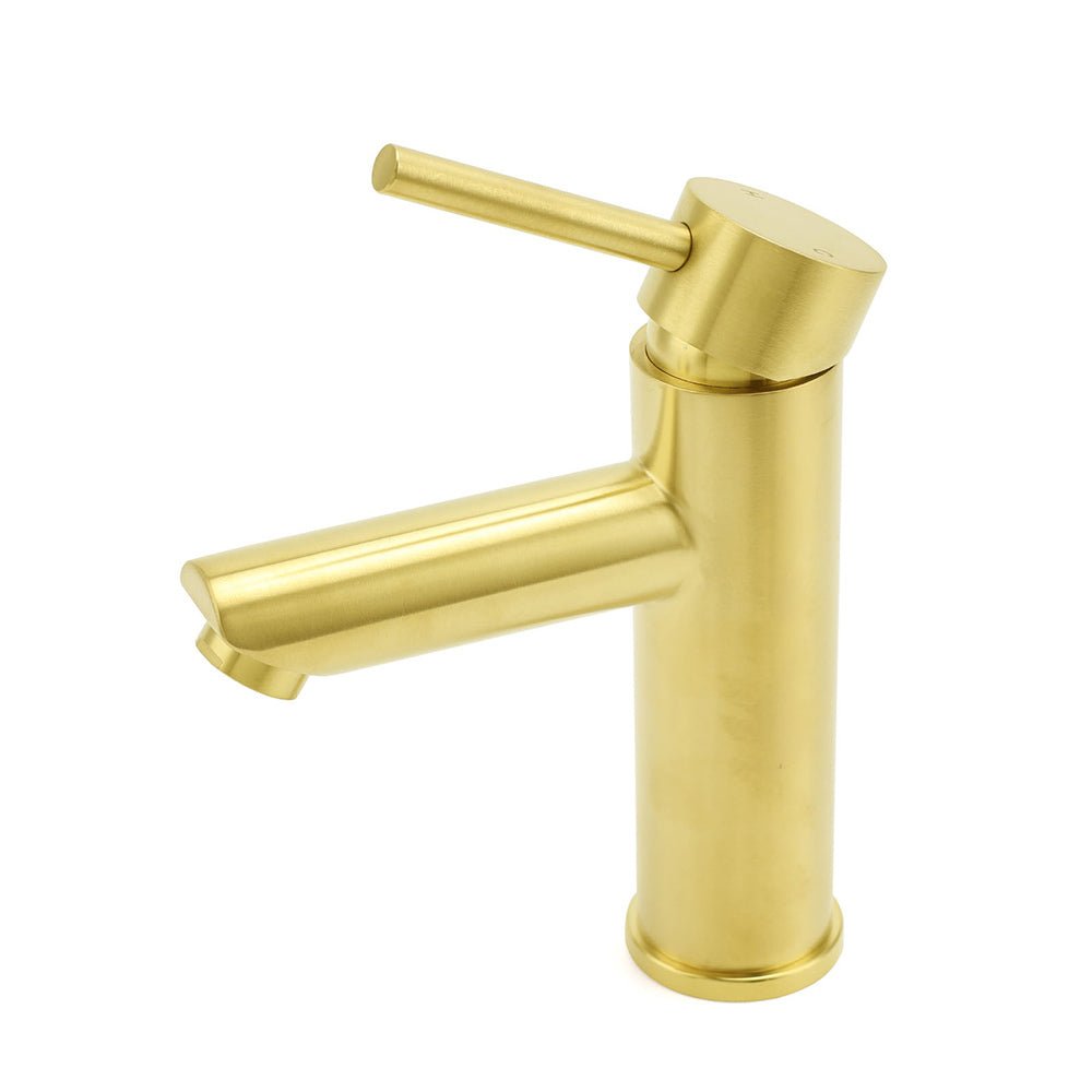 Brushed Gold 7.5L/min Kitchen Laundry Round Basin Mixer Vanity Sink Faucet Tap - Furniture > Bathroom > Shower Heads & Screens - Rivercity House & Home Co. (ABN 18 642 972 209) - Affordable Modern Furniture Australia