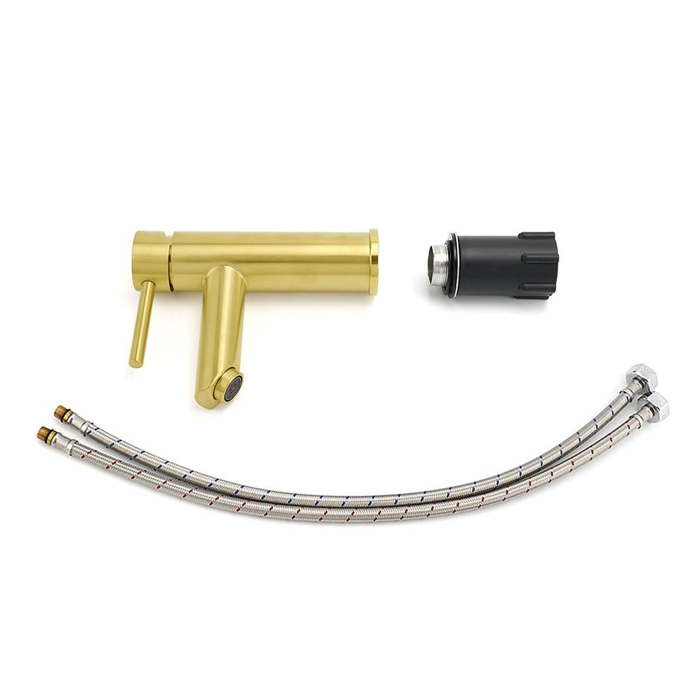Brushed Gold 7.5L/min Kitchen Laundry Round Basin Mixer Vanity Sink Faucet Tap - Furniture > Bathroom > Shower Heads & Screens - Rivercity House & Home Co. (ABN 18 642 972 209) - Affordable Modern Furniture Australia