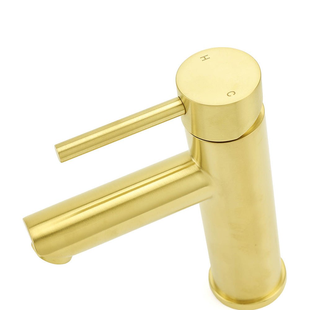 Brushed Gold 7.5L/min Kitchen Laundry Round Basin Mixer Vanity Sink Faucet Tap - Furniture > Bathroom > Shower Heads & Screens - Rivercity House & Home Co. (ABN 18 642 972 209) - Affordable Modern Furniture Australia