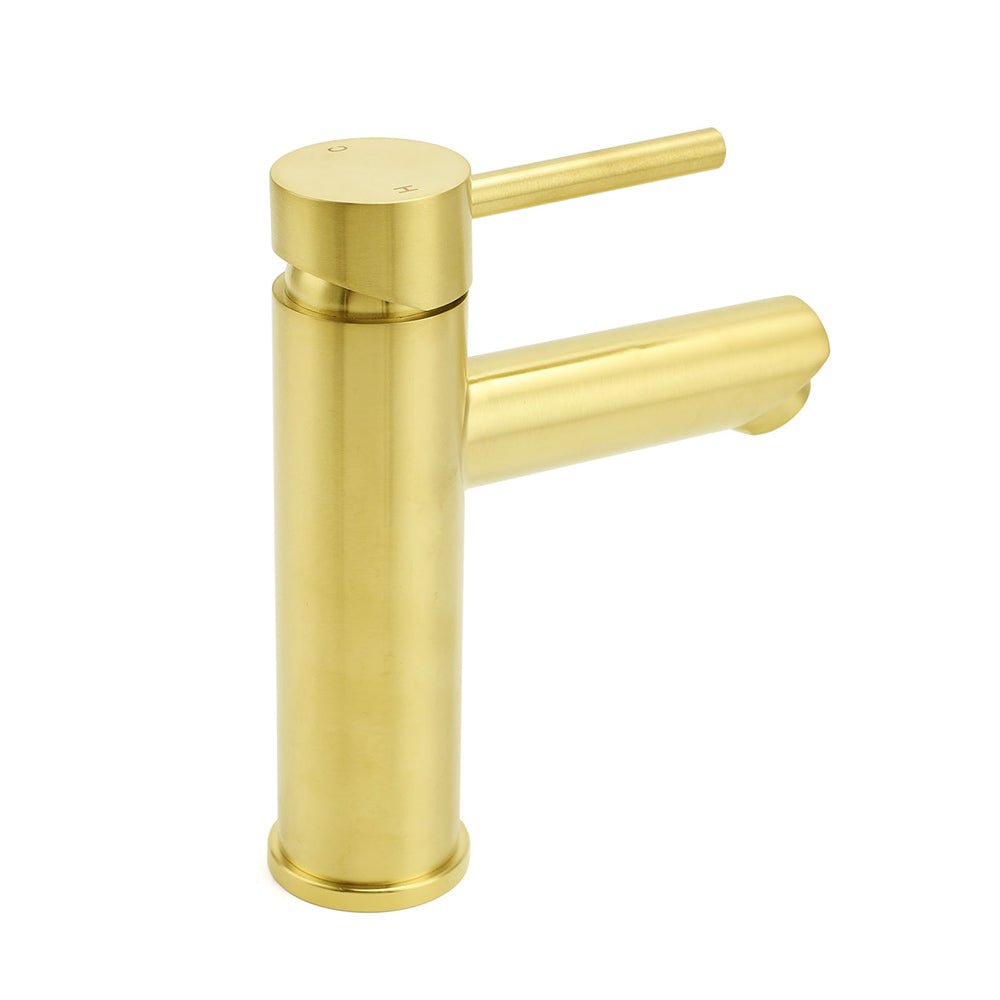 Brushed Gold 7.5L/min Kitchen Laundry Round Basin Mixer Vanity Sink Faucet Tap - Furniture > Bathroom > Shower Heads & Screens - Rivercity House & Home Co. (ABN 18 642 972 209) - Affordable Modern Furniture Australia