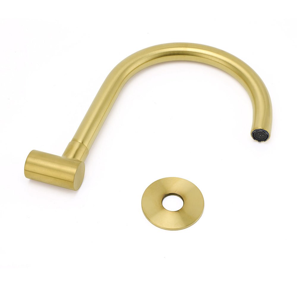 Brushed Gold Bath Tub Filler Round Gooseneck Arm Faucet Water Outlet Wall Spout - Furniture > Bathroom > Shower Heads & Screens - Rivercity House & Home Co. (ABN 18 642 972 209) - Affordable Modern Furniture Australia