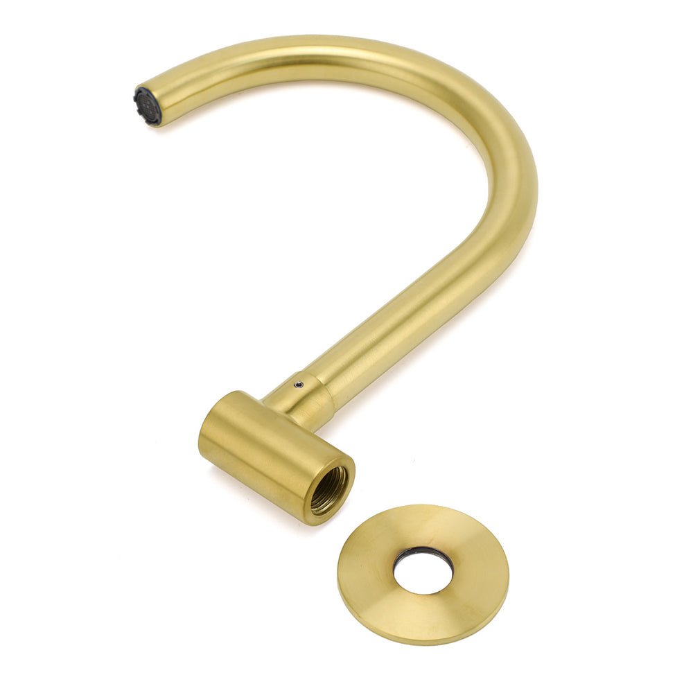 Brushed Gold Bath Tub Filler Round Gooseneck Arm Faucet Water Outlet Wall Spout - Furniture > Bathroom > Shower Heads & Screens - Rivercity House & Home Co. (ABN 18 642 972 209) - Affordable Modern Furniture Australia
