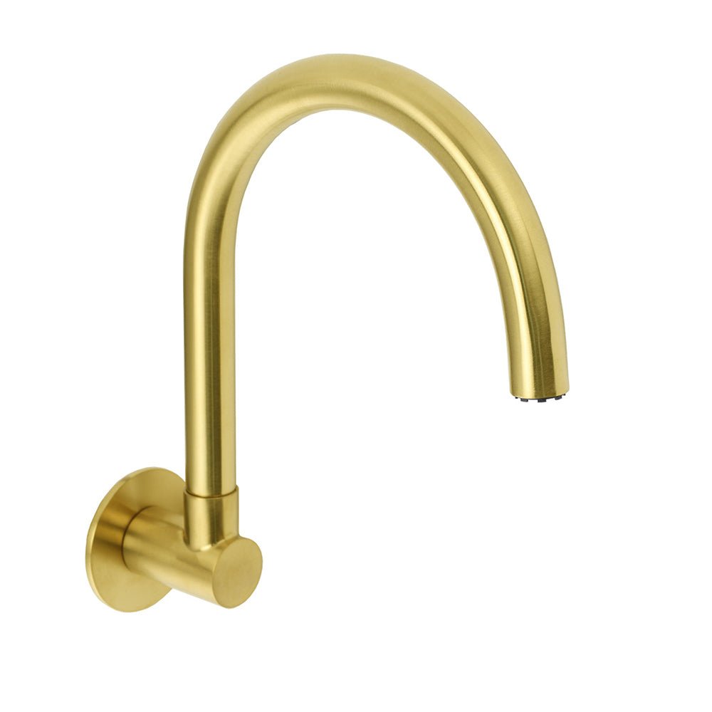 Brushed Gold Bath Tub Filler Round Gooseneck Arm Faucet Water Outlet Wall Spout - Furniture > Bathroom > Shower Heads & Screens - Rivercity House & Home Co. (ABN 18 642 972 209) - Affordable Modern Furniture Australia