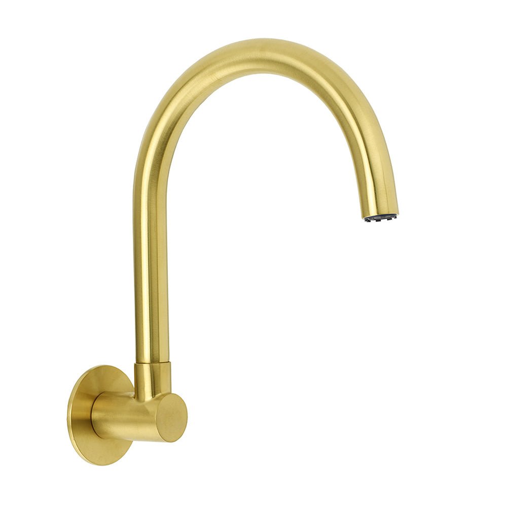 Brushed Gold Bath Tub Filler Round Gooseneck Arm Faucet Water Outlet Wall Spout - Furniture > Bathroom > Shower Heads & Screens - Rivercity House & Home Co. (ABN 18 642 972 209) - Affordable Modern Furniture Australia