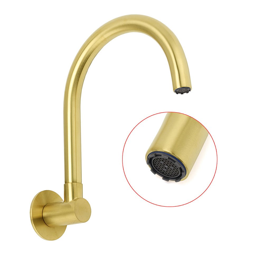 Brushed Gold Bath Tub Filler Round Gooseneck Arm Faucet Water Outlet Wall Spout - Furniture > Bathroom > Shower Heads & Screens - Rivercity House & Home Co. (ABN 18 642 972 209) - Affordable Modern Furniture Australia
