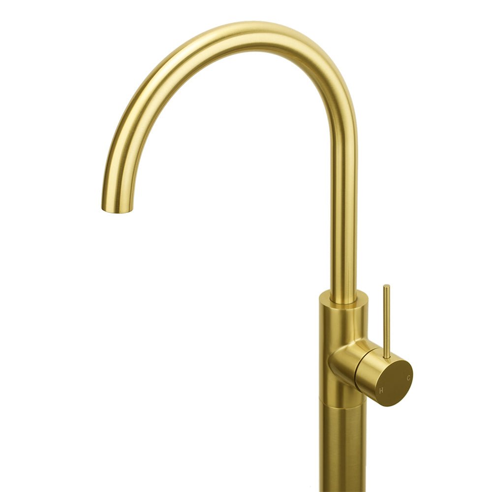 Brushed Gold Bath Tub Mixer Tap Free Standing Faucet Filler Spout Hot Cold Water - Furniture > Bathroom > Shower Heads & Screens - Rivercity House & Home Co. (ABN 18 642 972 209) - Affordable Modern Furniture Australia