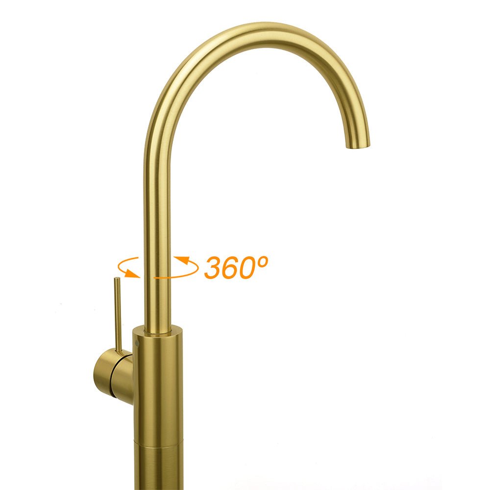 Brushed Gold Bath Tub Mixer Tap Free Standing Faucet Filler Spout Hot Cold Water - Furniture > Bathroom > Shower Heads & Screens - Rivercity House & Home Co. (ABN 18 642 972 209) - Affordable Modern Furniture Australia