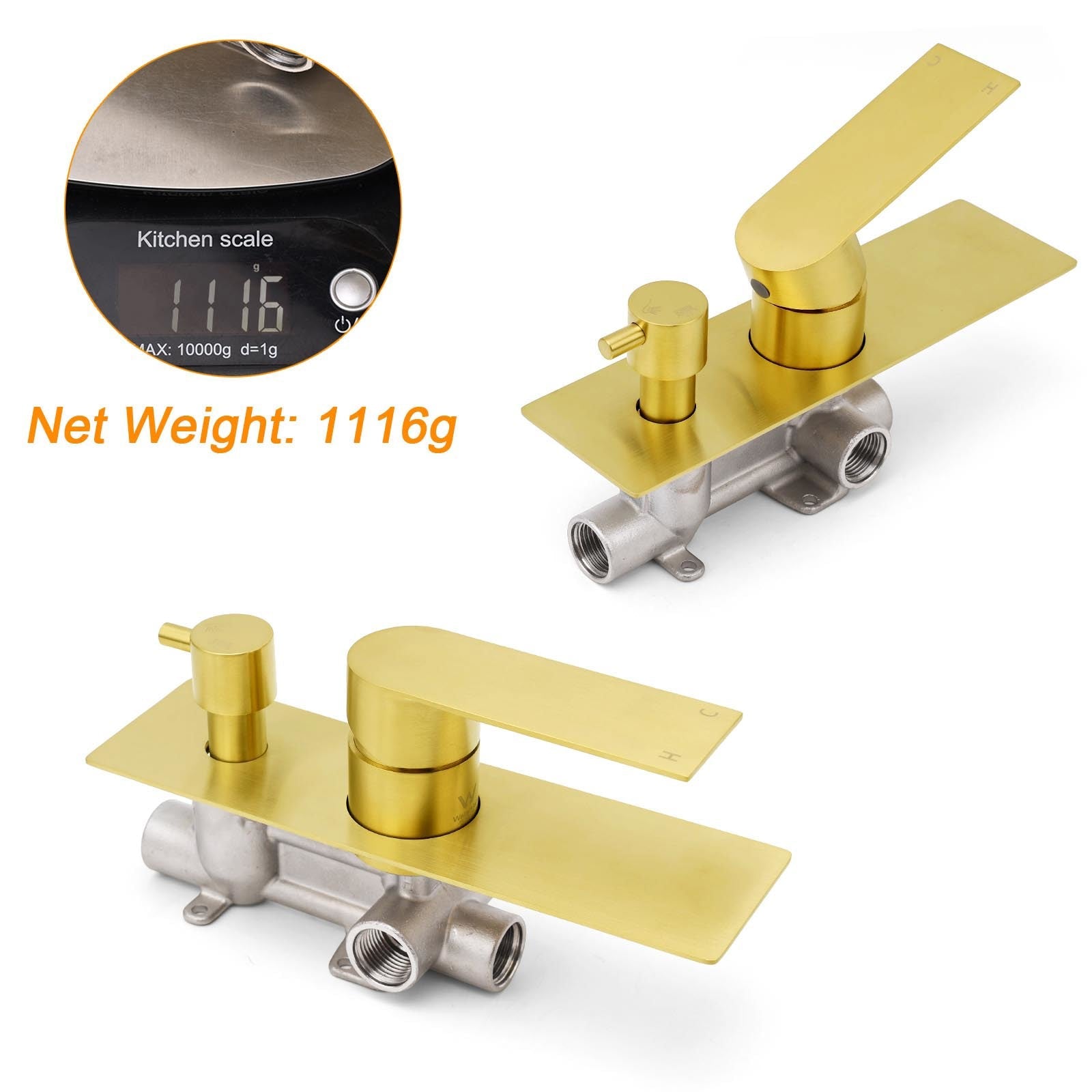 Brushed Gold Bathroom Square Concealed Shower Mixer Diverter Switch Wall Mounnt - Furniture > Bathroom > Shower Heads & Screens - Rivercity House & Home Co. (ABN 18 642 972 209) - Affordable Modern Furniture Australia