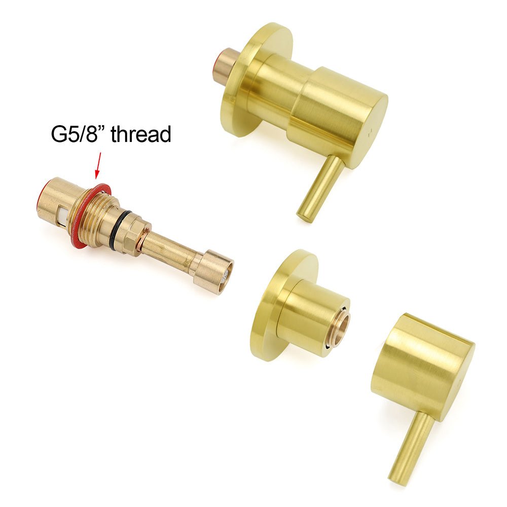 Brushed Gold Brass 1/4 Turn Round Hot Cold Tap Wall Set For Shower Vanity Spout - Furniture > Bathroom > Shower Heads & Screens - Rivercity House & Home Co. (ABN 18 642 972 209) - Affordable Modern Furniture Australia