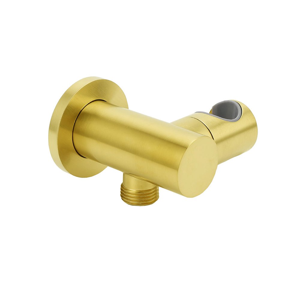 Brushed Gold Brass Handheld Shower Swivel Bracket Holder Water Inlet Elbow Connector Kit - Furniture > Bathroom > Shower Heads & Screens - Rivercity House & Home Co. (ABN 18 642 972 209) - Affordable Modern Furniture Australia