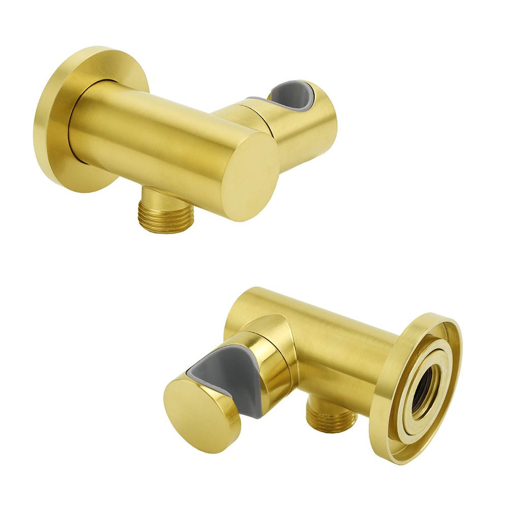 Brushed Gold Brass Handheld Shower Swivel Bracket Holder Water Inlet Elbow Connector Kit - Furniture > Bathroom > Shower Heads & Screens - Rivercity House & Home Co. (ABN 18 642 972 209) - Affordable Modern Furniture Australia