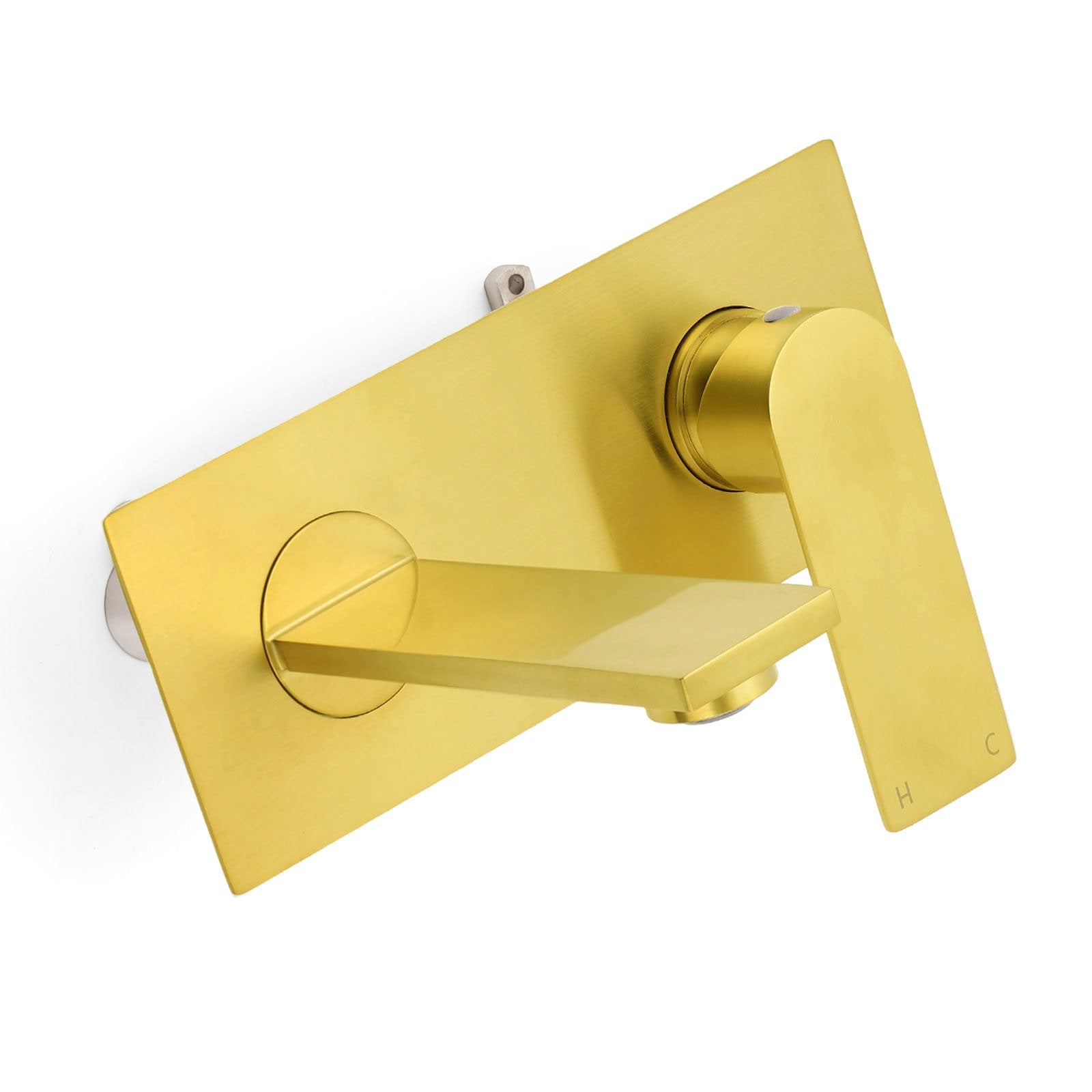 Brushed Gold Cubic Square Wall Mount Basin Mixer Laundry Tap Spout Vanity Faucet - Furniture > Bathroom > Shower Heads & Screens - Rivercity House & Home Co. (ABN 18 642 972 209) - Affordable Modern Furniture Australia