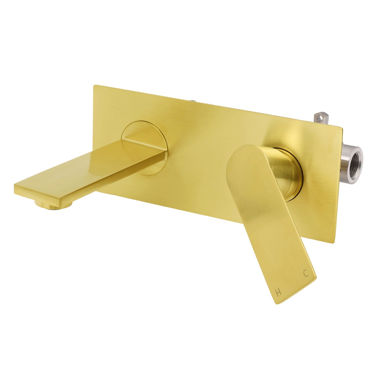 Brushed Gold Cubic Square Wall Mount Basin Mixer Laundry Tap Spout Vanity Faucet - Furniture > Bathroom > Shower Heads & Screens - Rivercity House & Home Co. (ABN 18 642 972 209) - Affordable Modern Furniture Australia