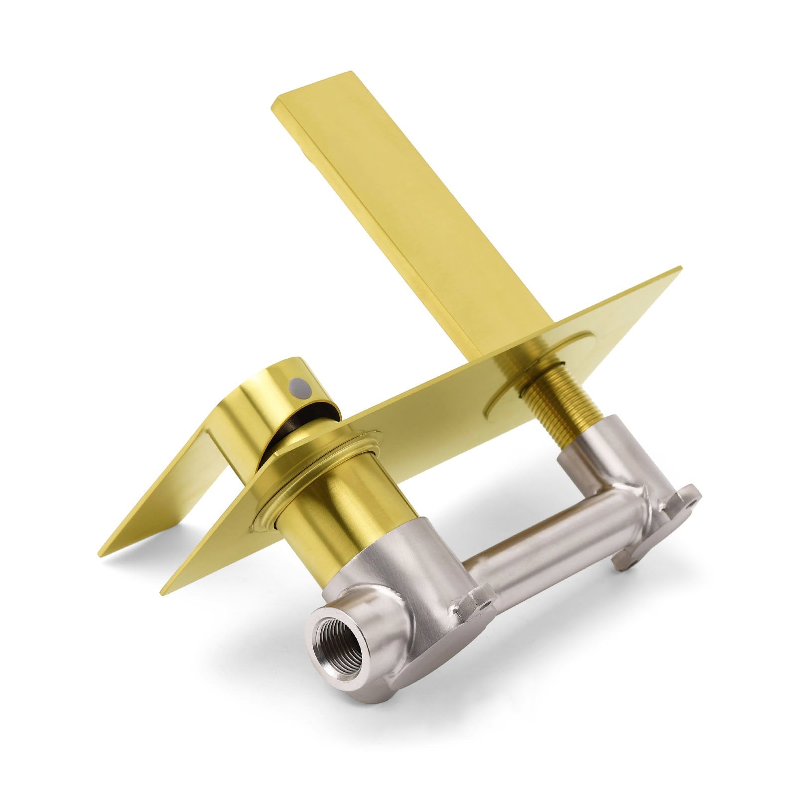 Brushed Gold Cubic Square Wall Mount Basin Mixer Laundry Tap Spout Vanity Faucet - Furniture > Bathroom > Shower Heads & Screens - Rivercity House & Home Co. (ABN 18 642 972 209) - Affordable Modern Furniture Australia