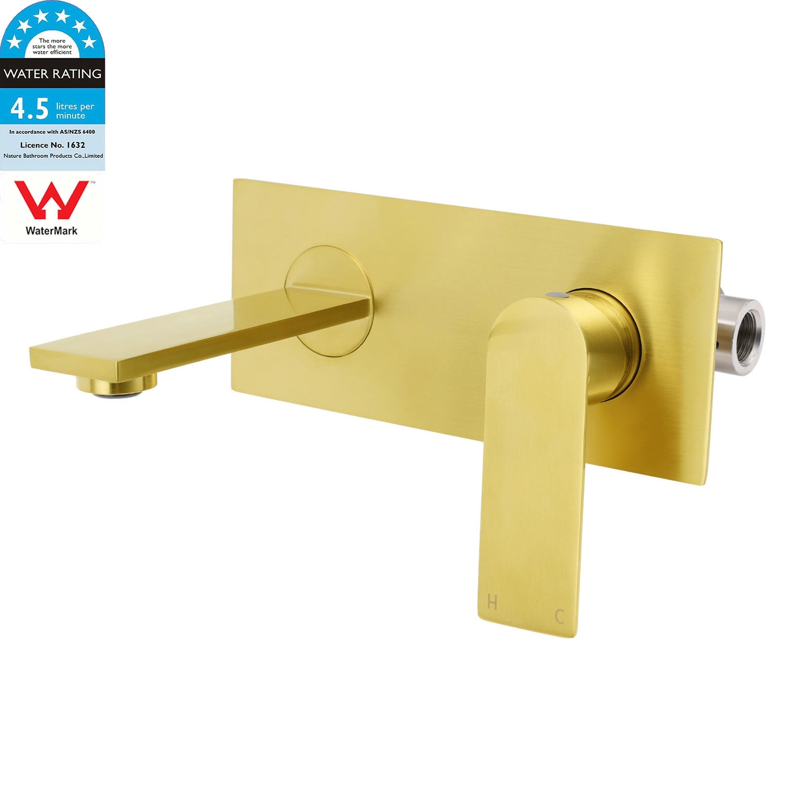 Brushed Gold Cubic Square Wall Mount Basin Mixer Laundry Tap Spout Vanity Faucet - Furniture > Bathroom > Shower Heads & Screens - Rivercity House & Home Co. (ABN 18 642 972 209) - Affordable Modern Furniture Australia