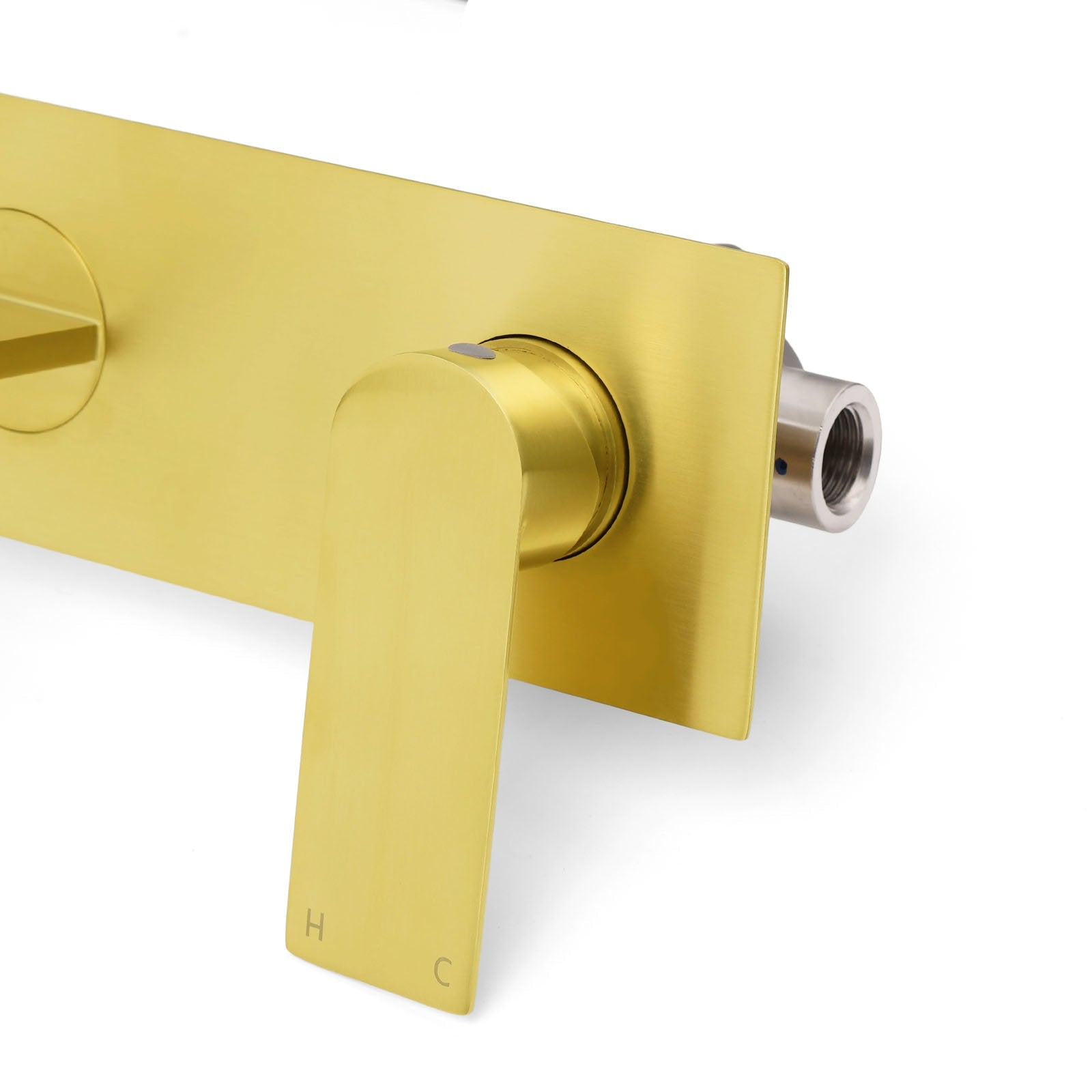 Brushed Gold Cubic Square Wall Mount Basin Mixer Laundry Tap Spout Vanity Faucet - Furniture > Bathroom > Shower Heads & Screens - Rivercity House & Home Co. (ABN 18 642 972 209) - Affordable Modern Furniture Australia