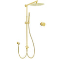 12" Dual Round Shower Set with Sliding Rail & Mixer Valve - Brushed Gold