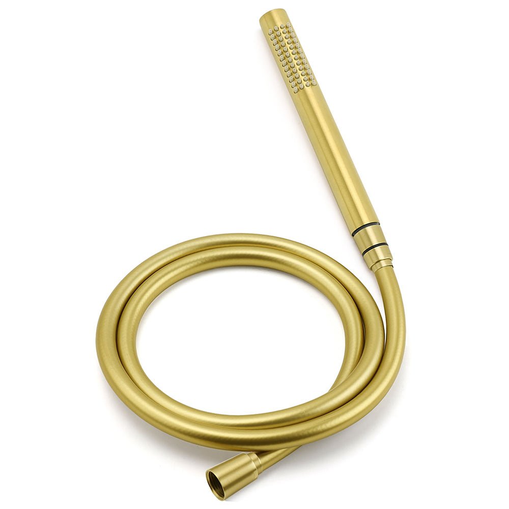 Brushed Gold Dual Round Shower 12" Top Head Simple Stick Handheld Sliding Rail Arm Mixer Valve - Furniture > Bathroom > Shower Heads & Screens - Rivercity House & Home Co. (ABN 18 642 972 209) - Affordable Modern Furniture Australia