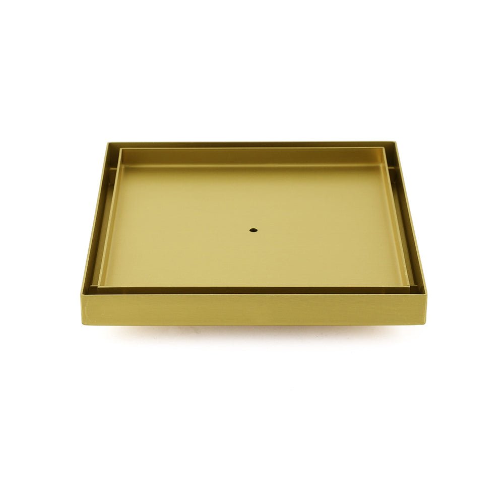 Brushed Gold Large 200mm Tile Insert Bathroom Floor Drain Grate 80mm Waste Outet - Furniture > Bathroom > Shower Heads & Screens - Rivercity House & Home Co. (ABN 18 642 972 209) - Affordable Modern Furniture Australia