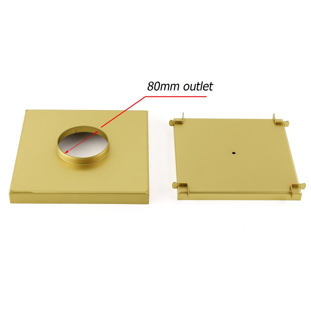Brushed Gold Large 200mm Tile Insert Bathroom Floor Drain Grate 80mm Waste Outet - Furniture > Bathroom > Shower Heads & Screens - Rivercity House & Home Co. (ABN 18 642 972 209) - Affordable Modern Furniture Australia
