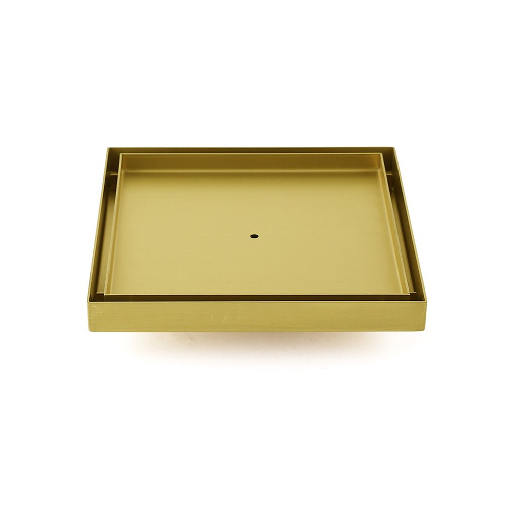 Brushed Gold Large 200mm Tile Insert Floor Drain Shower Grate 50mm Waste Outet - Furniture > Bathroom > Shower Heads & Screens - Rivercity House & Home Co. (ABN 18 642 972 209) - Affordable Modern Furniture Australia