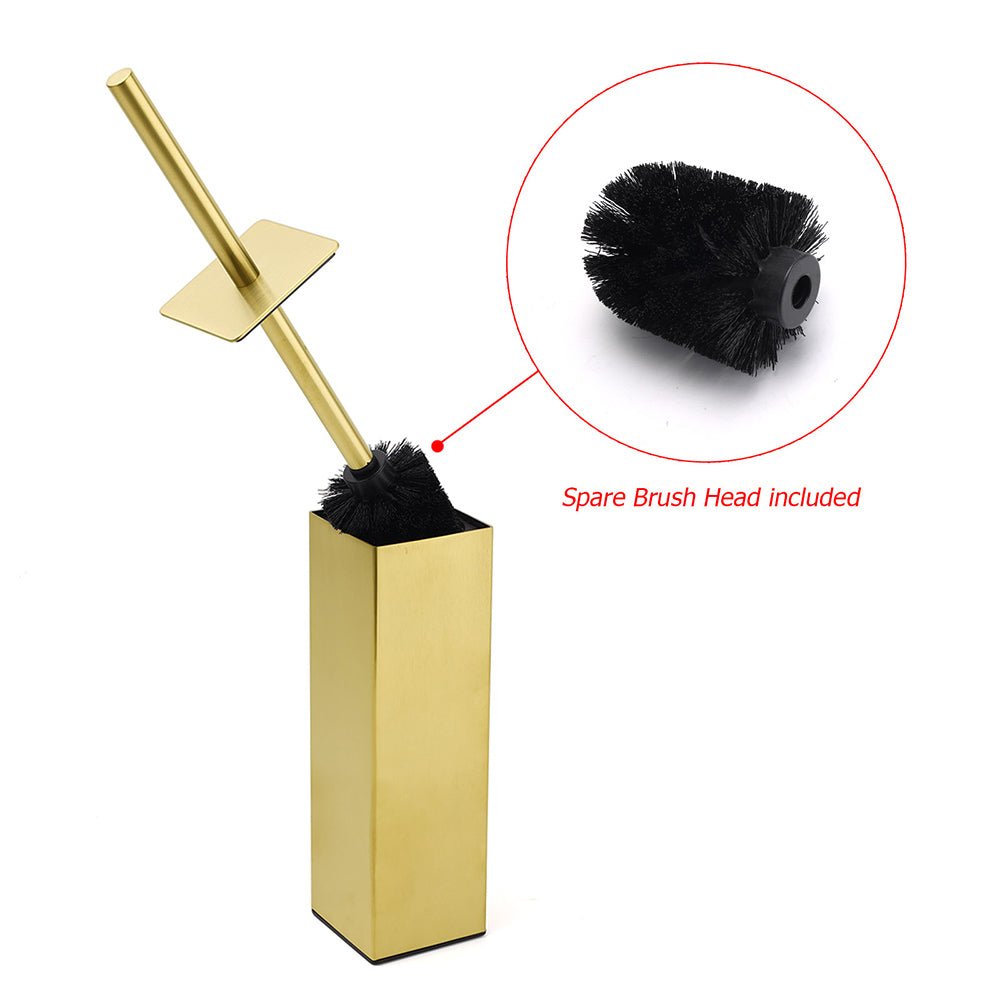 Brushed Gold Modern Stainless Steel Square Toilet Brush Wall Mounted Holder Cup - Home & Garden > Bathroom Accessories > Shower Accessories - Rivercity House & Home Co. (ABN 18 642 972 209) - Affordable Modern Furniture Australia