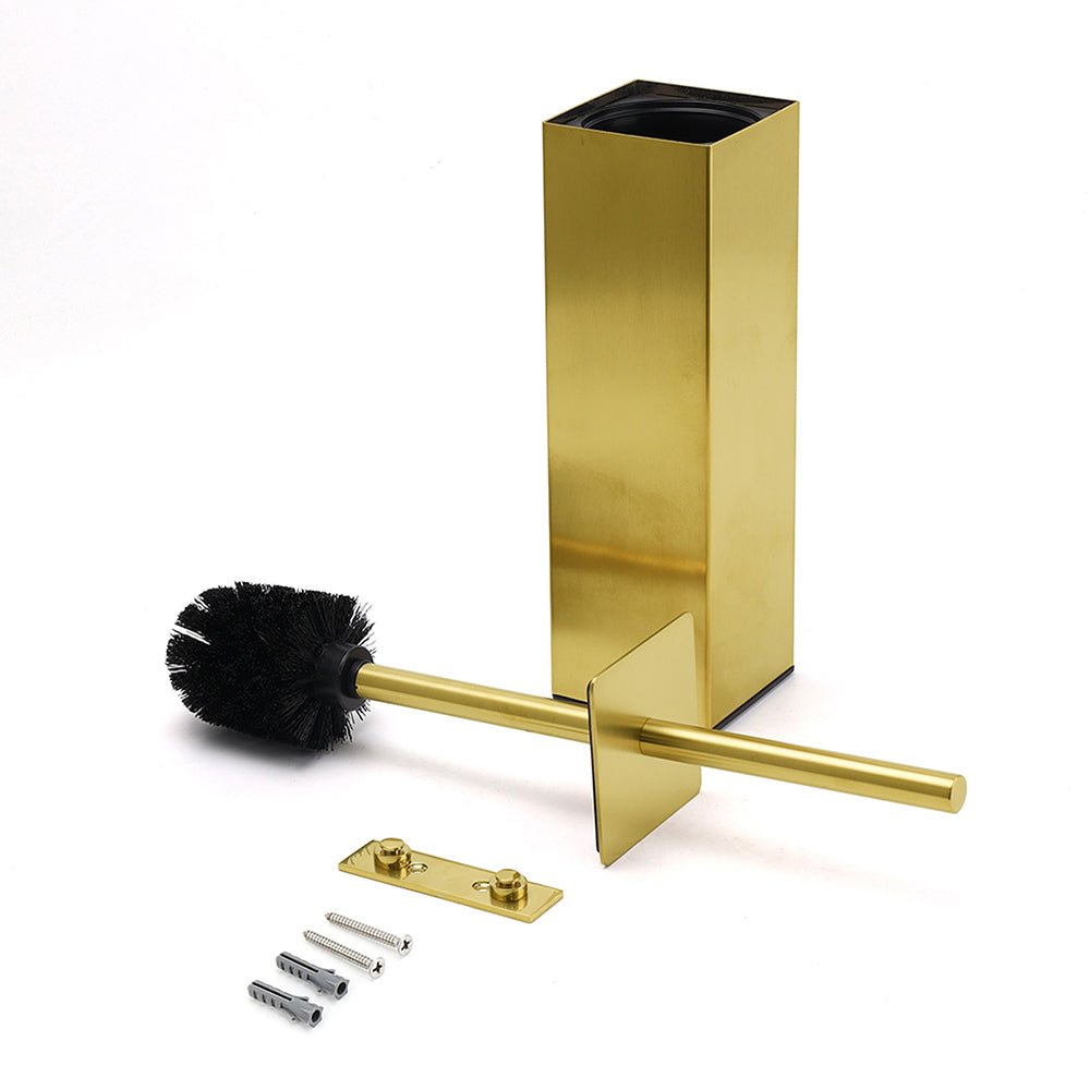 Brushed Gold Modern Stainless Steel Square Toilet Brush Wall Mounted Holder Cup - Home & Garden > Bathroom Accessories > Shower Accessories - Rivercity House & Home Co. (ABN 18 642 972 209) - Affordable Modern Furniture Australia