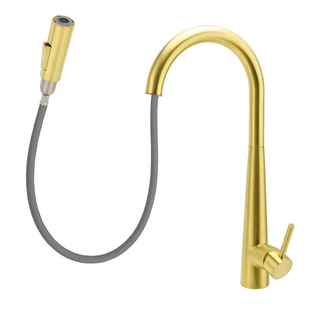 Brushed Gold Pull Out Kitchen Sink Tap Basin Mixer Faucet 2 Mode Spraying Spout - Furniture > Bathroom > Shower Heads & Screens - Rivercity House & Home Co. (ABN 18 642 972 209) - Affordable Modern Furniture Australia