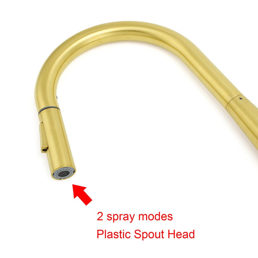Brushed Gold Pull Out Kitchen Sink Tap Basin Mixer Faucet 2 Mode Spraying Spout - Furniture > Bathroom > Shower Heads & Screens - Rivercity House & Home Co. (ABN 18 642 972 209) - Affordable Modern Furniture Australia