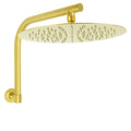 12 Inch Round Rain Shower Head with Swivel Brass Gooseneck Wall Arm - Brushed Gold