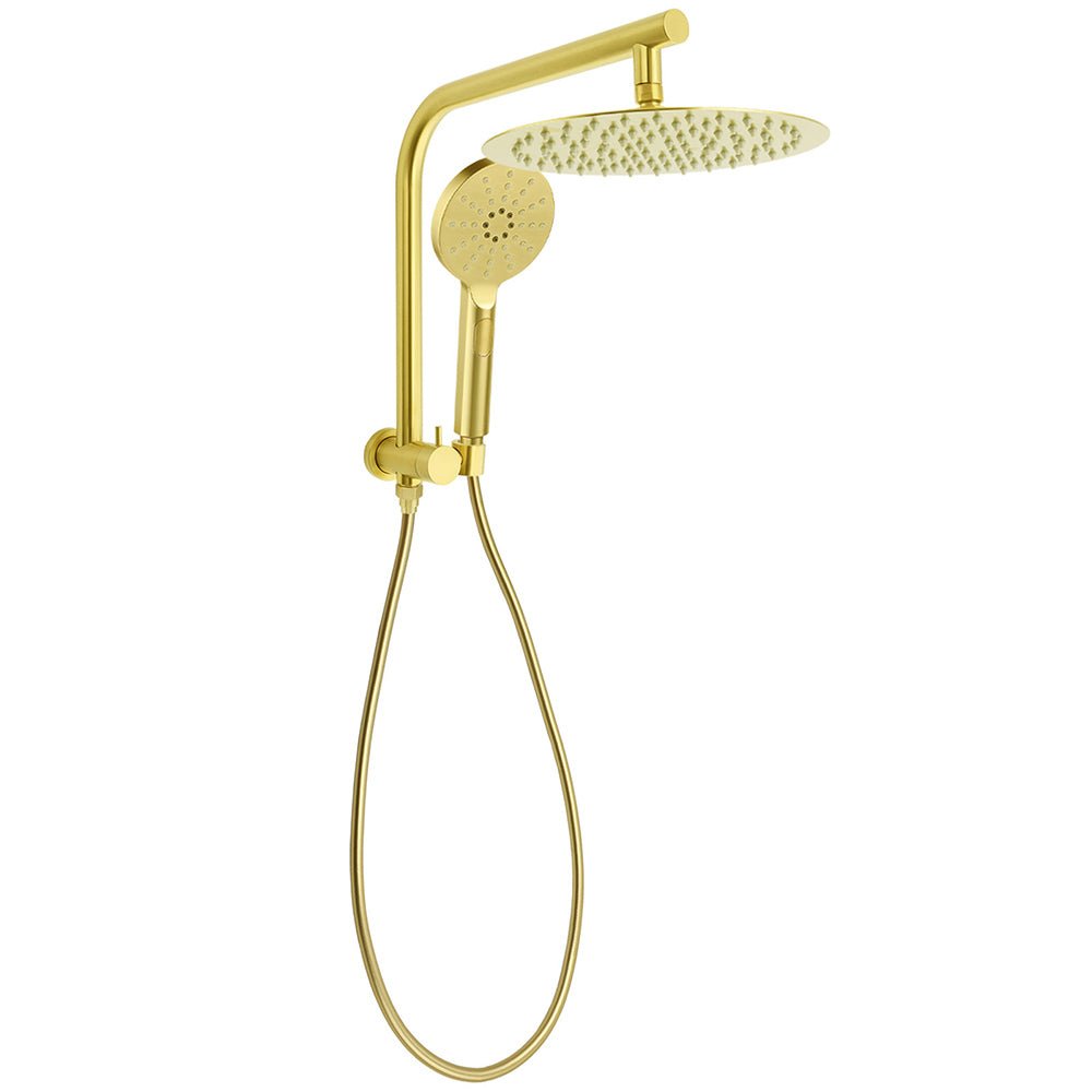 Brushed Gold Round 12" Rain Shower Head 3 Mode Handheld Diverter Wall Arm Set - Furniture > Bathroom > Shower Heads & Screens - Rivercity House & Home Co. (ABN 18 642 972 209) - Affordable Modern Furniture Australia