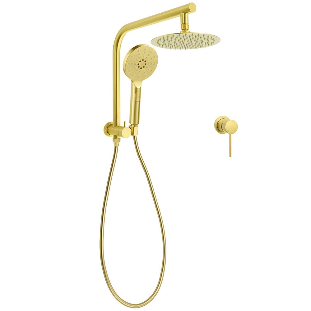 Brushed Gold Round 2in1 8" Shower Head Set Diverter Wall Arm Stainless Steel Handheld Small Face Mixer - Furniture > Bathroom > Shower Heads & Screens - Rivercity House & Home Co. (ABN 18 642 972 209) - Affordable Modern Furniture Australia