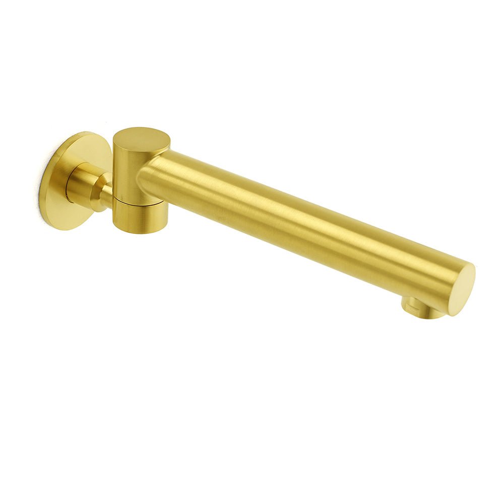 Brushed Gold Round Basin Wall Mounted Faucet Outlet Swivel Bathtub Stainless Steel Spout - Furniture > Bathroom > Shower Heads & Screens - Rivercity House & Home Co. (ABN 18 642 972 209) - Affordable Modern Furniture Australia