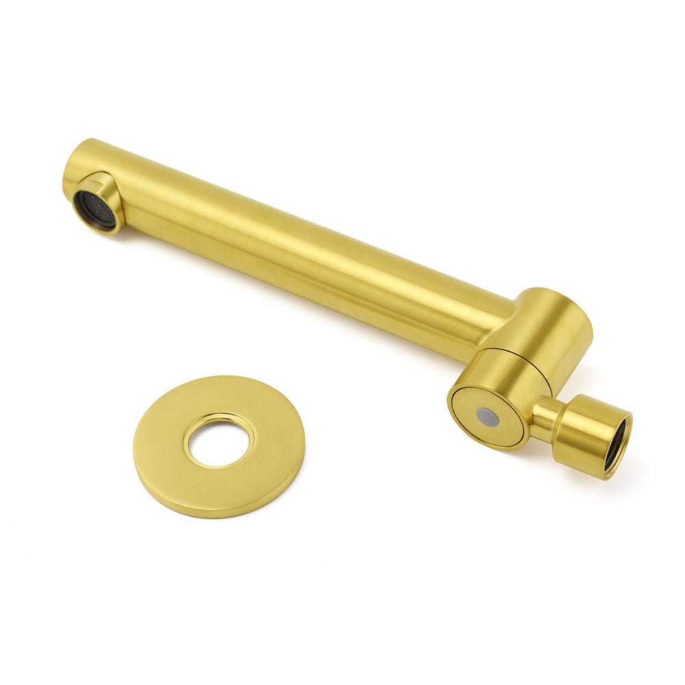 Brushed Gold Round Basin Wall Mounted Faucet Outlet Swivel Bathtub Stainless Steel Spout - Furniture > Bathroom > Shower Heads & Screens - Rivercity House & Home Co. (ABN 18 642 972 209) - Affordable Modern Furniture Australia