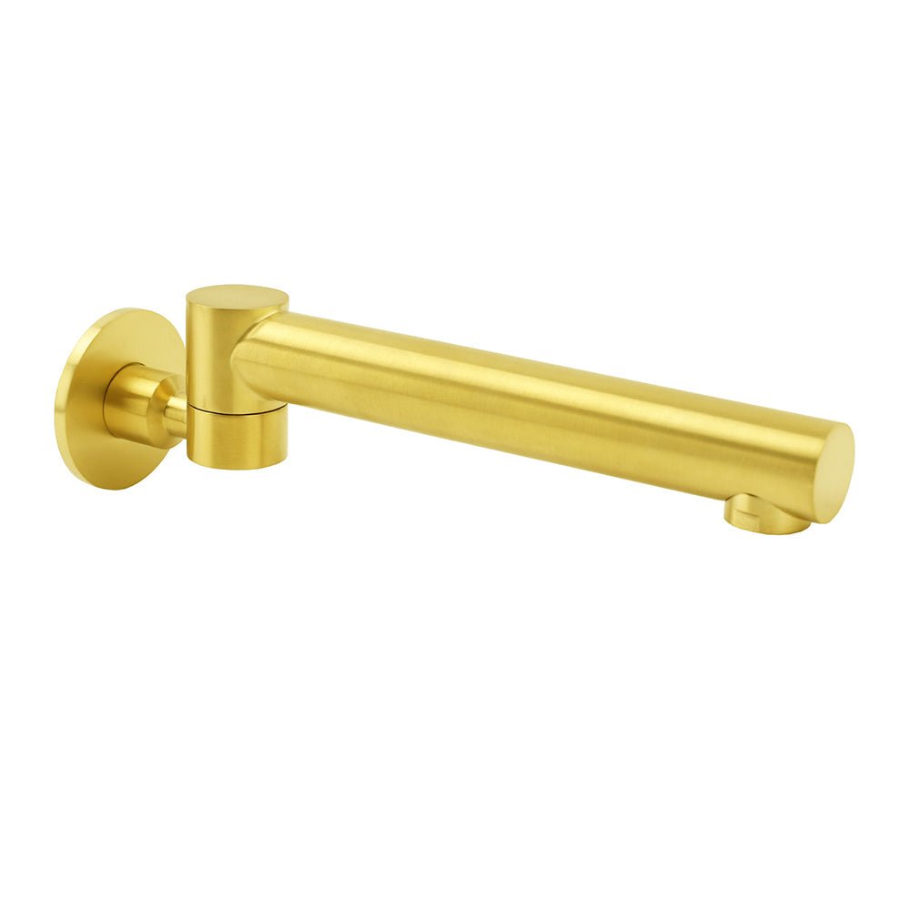 Brushed Gold Round Basin Wall Mounted Faucet Outlet Swivel Bathtub Stainless Steel Spout - Furniture > Bathroom > Shower Heads & Screens - Rivercity House & Home Co. (ABN 18 642 972 209) - Affordable Modern Furniture Australia
