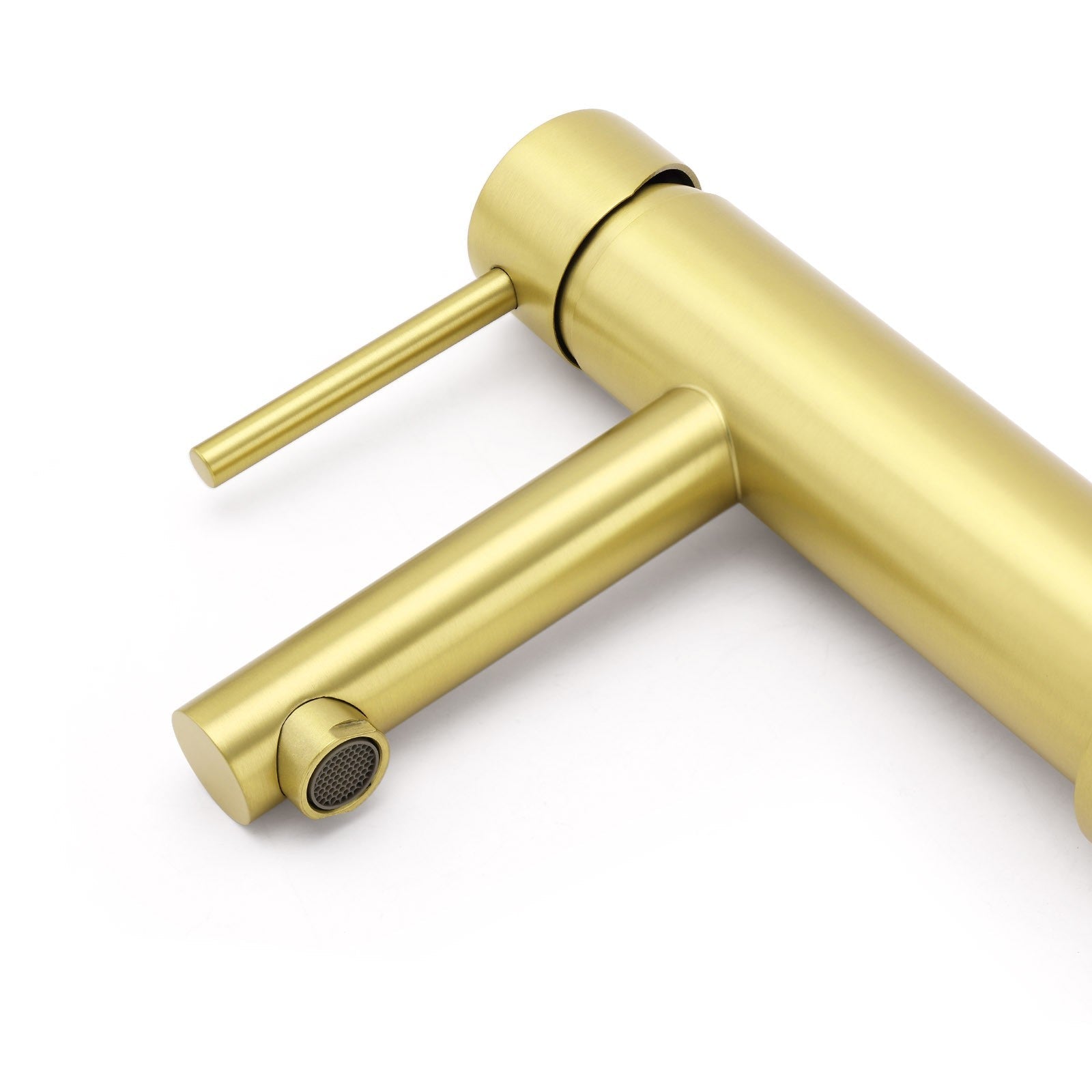 Brushed Gold Round Bathroom Basin Mixer Laundry Vanity Sink Faucet Lever Tapware - Furniture > Bathroom > Shower Heads & Screens - Rivercity House & Home Co. (ABN 18 642 972 209) - Affordable Modern Furniture Australia