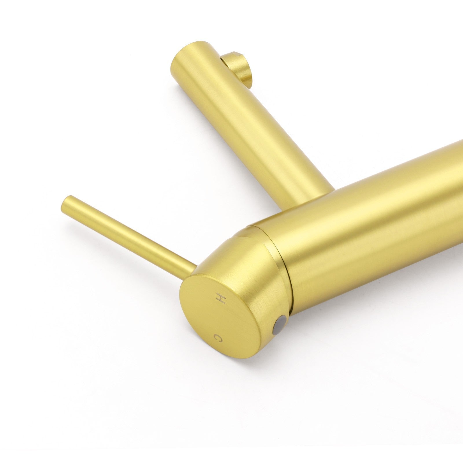 Brushed Gold Round Bathroom Basin Mixer Laundry Vanity Sink Faucet Lever Tapware - Furniture > Bathroom > Shower Heads & Screens - Rivercity House & Home Co. (ABN 18 642 972 209) - Affordable Modern Furniture Australia