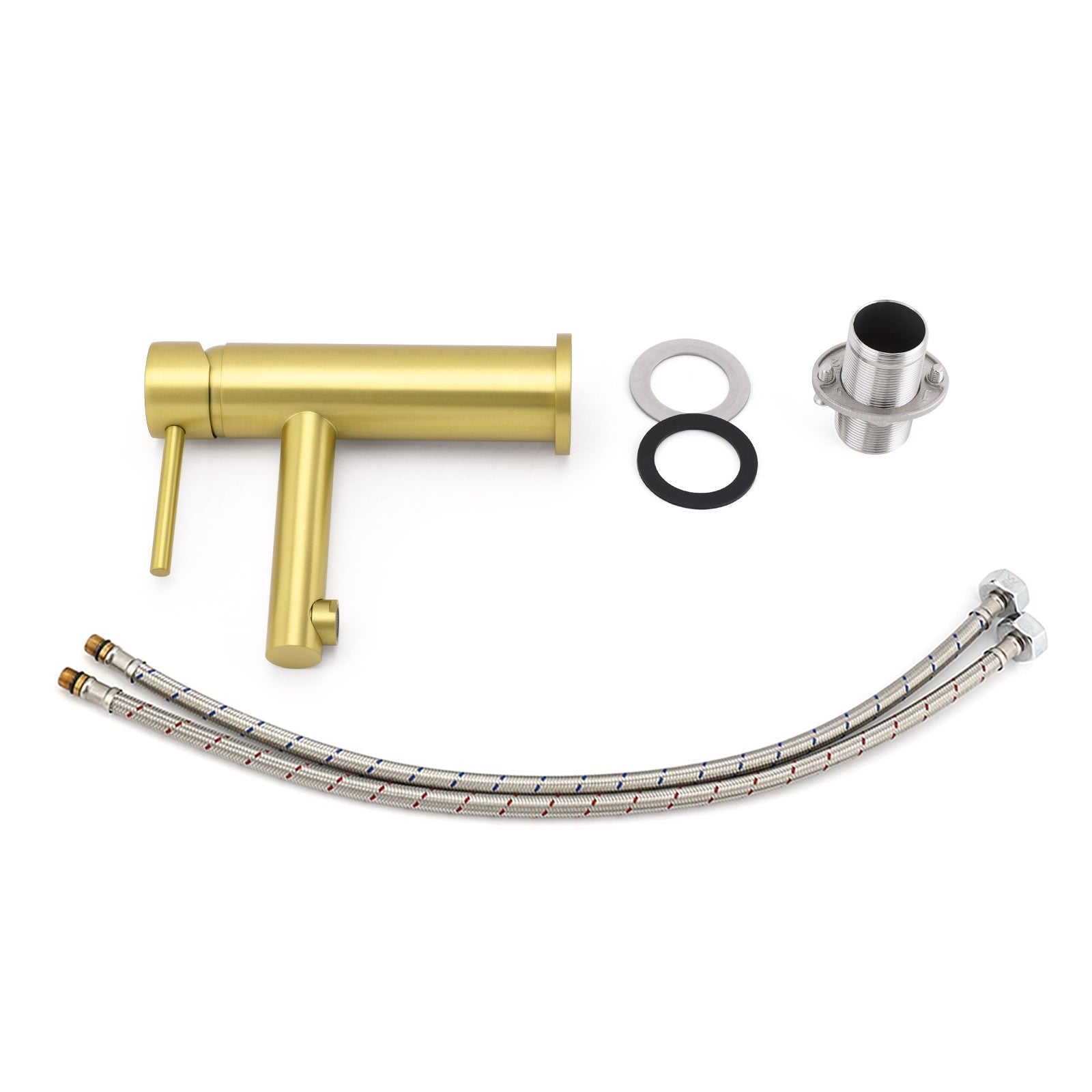 Brushed Gold Round Bathroom Basin Mixer Laundry Vanity Sink Faucet Lever Tapware - Furniture > Bathroom > Shower Heads & Screens - Rivercity House & Home Co. (ABN 18 642 972 209) - Affordable Modern Furniture Australia