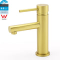 Round Bathroom Basin Mixer Sink Faucet Lever Tapware - Brushed Gold