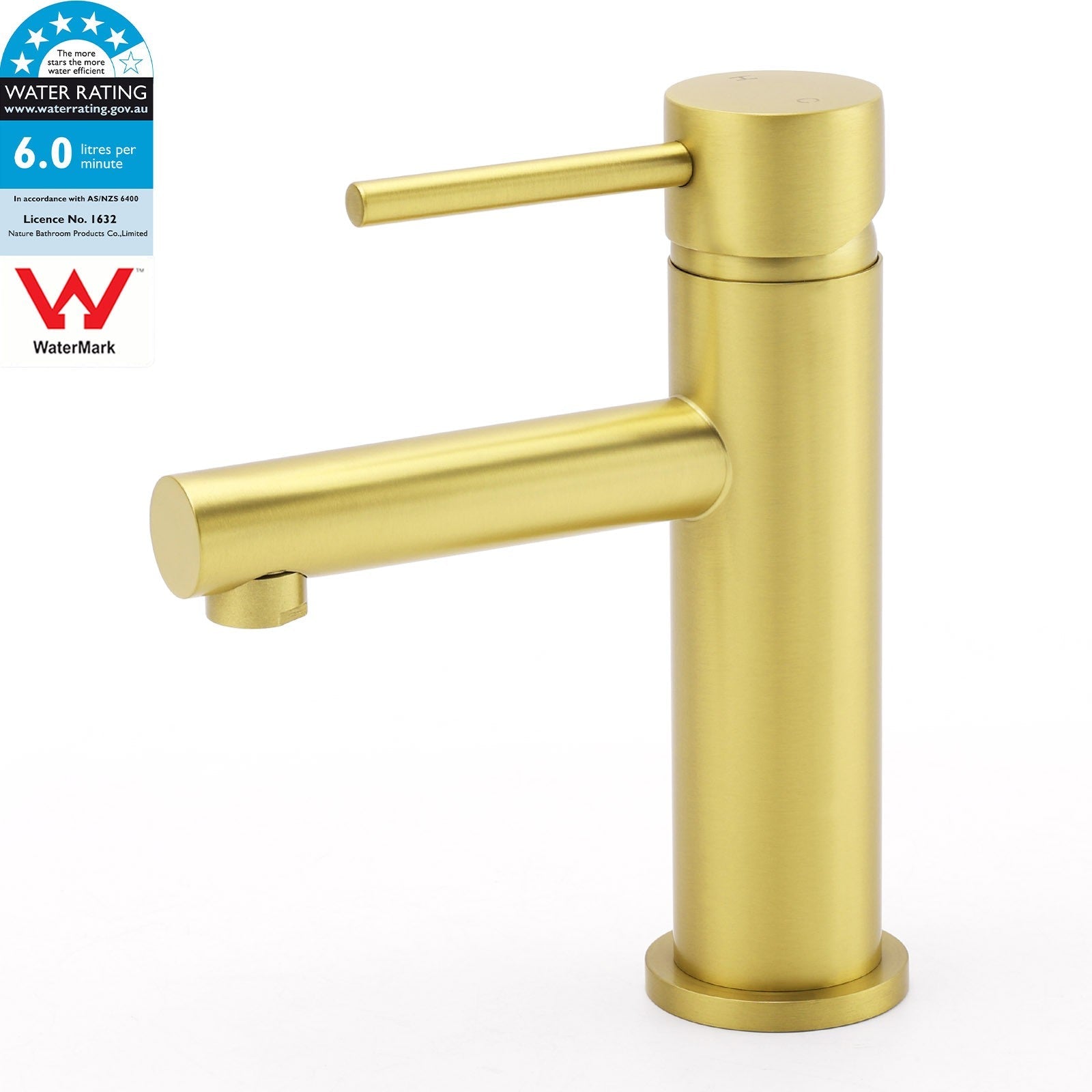 Brushed Gold Round Bathroom Basin Mixer Laundry Vanity Sink Faucet Lever Tapware - Furniture > Bathroom > Shower Heads & Screens - Rivercity House & Home Co. (ABN 18 642 972 209) - Affordable Modern Furniture Australia