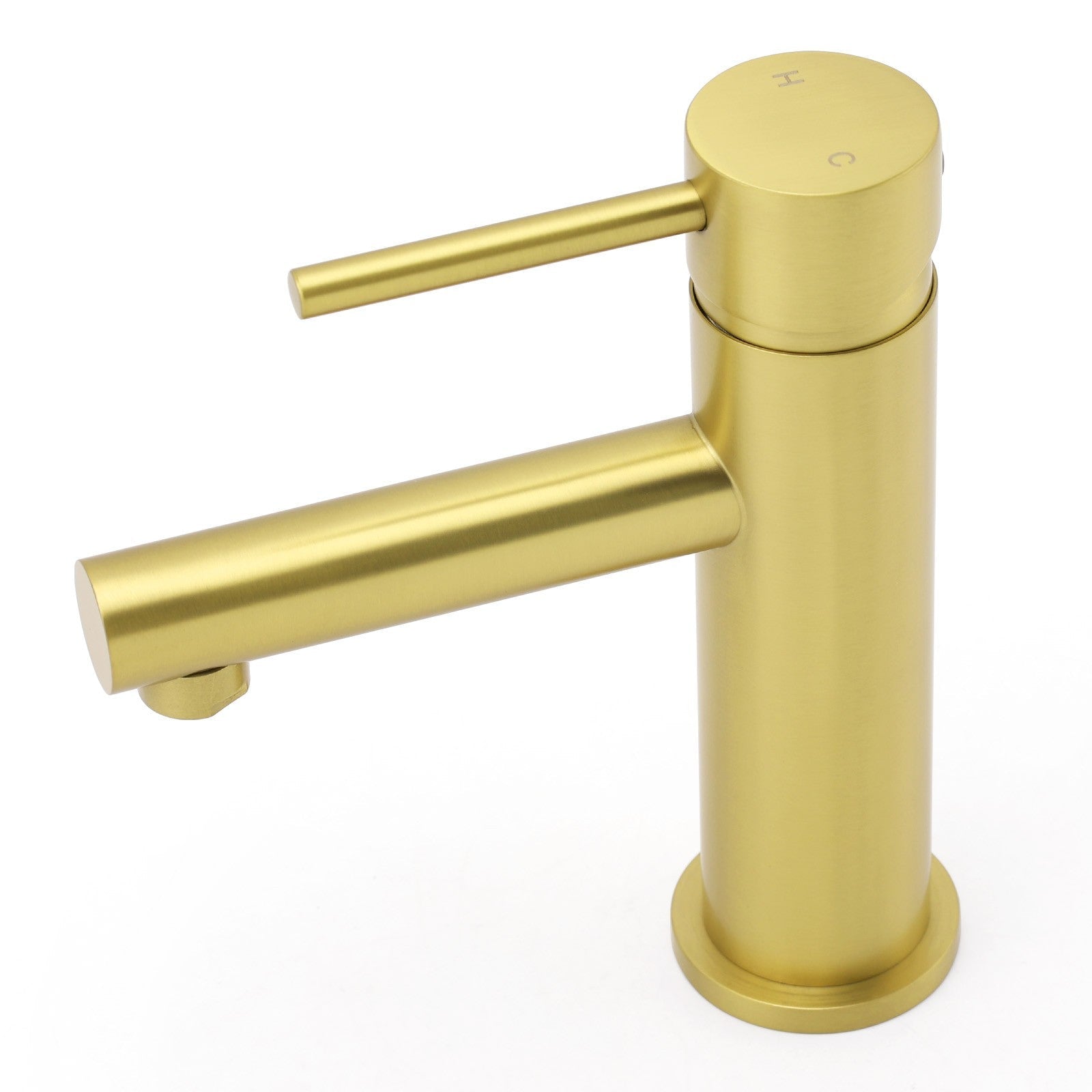 Brushed Gold Round Bathroom Basin Mixer Laundry Vanity Sink Faucet Lever Tapware - Furniture > Bathroom > Shower Heads & Screens - Rivercity House & Home Co. (ABN 18 642 972 209) - Affordable Modern Furniture Australia