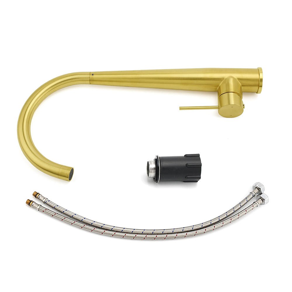 Brushed Gold Round Kitchen Mixer Sink Tap 360 Swivel Basin Laundry Faucet Spout - Furniture > Bathroom > Shower Heads & Screens - Rivercity House & Home Co. (ABN 18 642 972 209) - Affordable Modern Furniture Australia