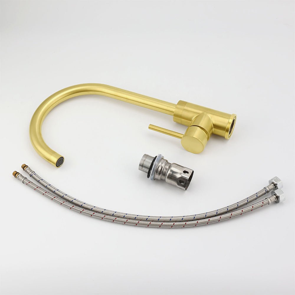 Brushed Gold Round Kitchen Mixer Sink Tap 360° Swivel Laundry Basin Faucet Spout - Furniture > Bathroom > Shower Heads & Screens - Rivercity House & Home Co. (ABN 18 642 972 209) - Affordable Modern Furniture Australia
